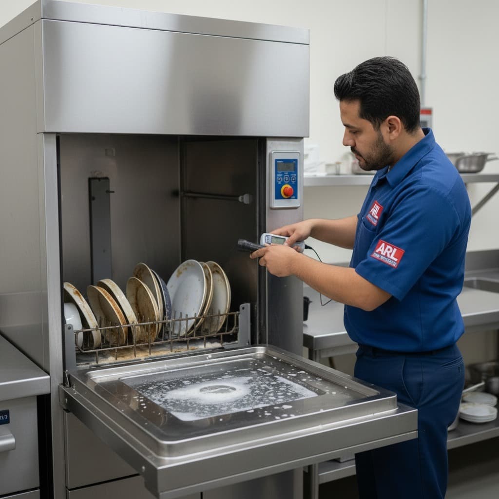 Mantenimiento correctivo de lavavajillas comercial para garantizar la desinfección sanitaria | Mantenimiento de Cocinas comerciales en Austin